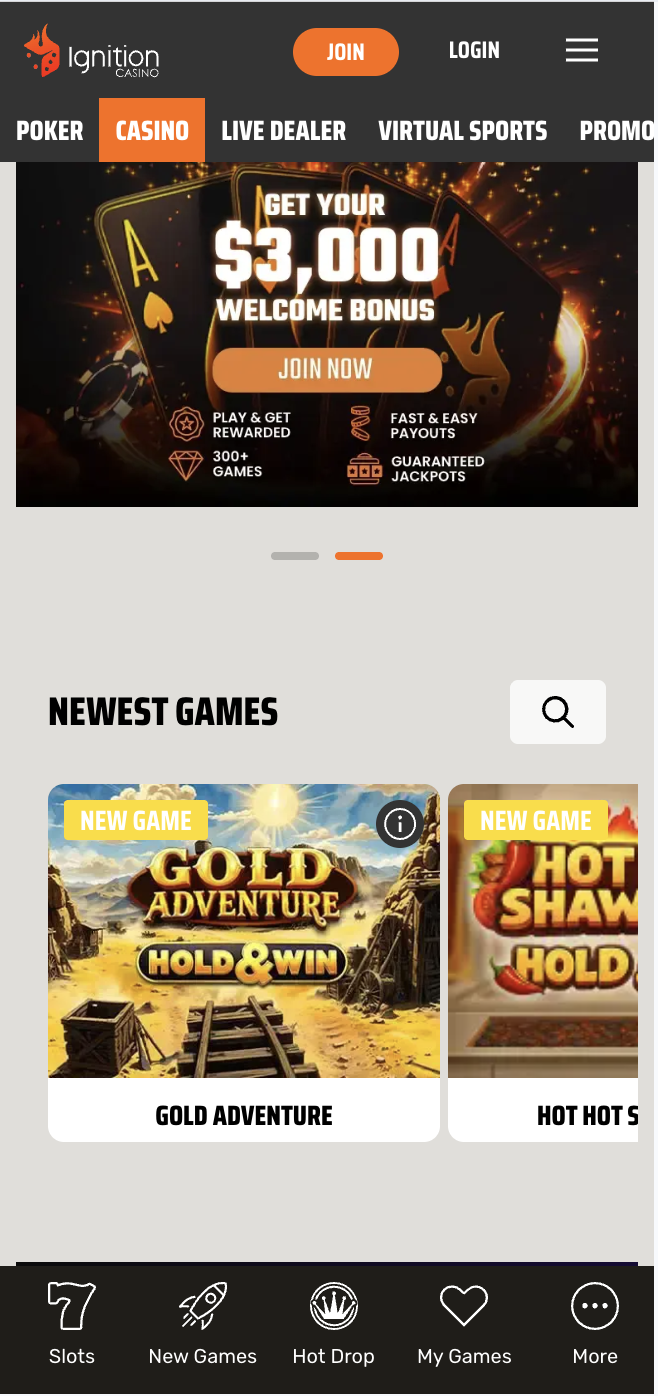 Ignition Casino Mobile Gaming